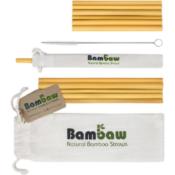 Bambaw Pajitas de Bambú en Bolsa de Algodón - 12x 14 cm y 22 cm