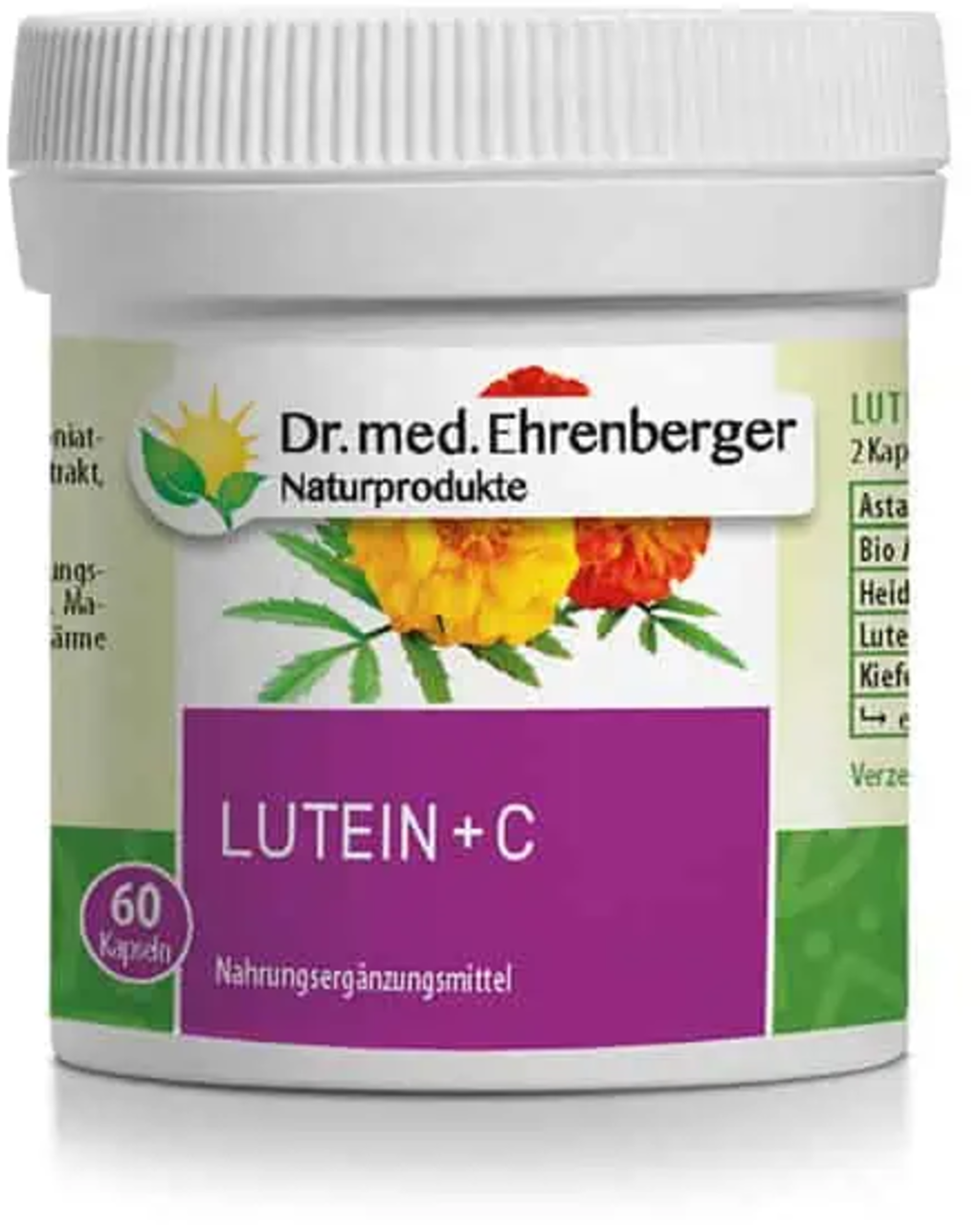 Dr. med. Ehrenberger Organic & Natural Products Lutein + C Eye Capsules - 60 Capsules
