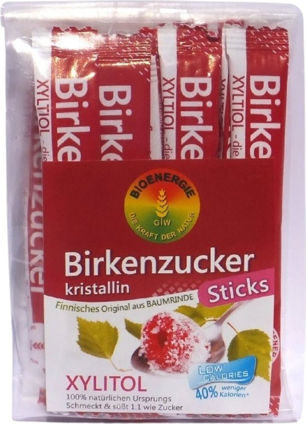 Birken-Zucker Sticks, Xylitol kristallin, 20 Sticks à 4g Cello-Beutel (80 g)
