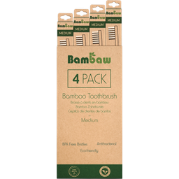 Bambaw Bamboo Toothbrush, medium - 4 Pcs