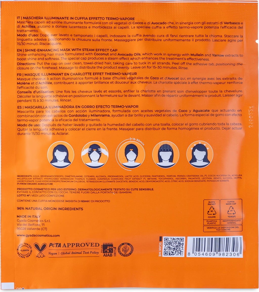 GYADA Cosmetics Masque Capillaire Revitalisant en Tissu - 60 ml