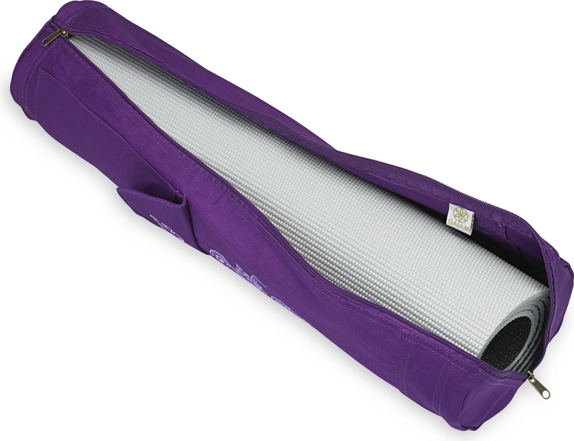Gaiam Breathable Yoga Bag Tote Purple with Mesh Design fits Mat Up To 26 x  72
